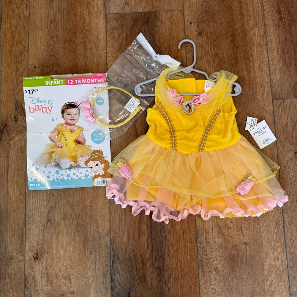 Disney Belle Yellow Princess Tulle Dress Costume 12-18 months